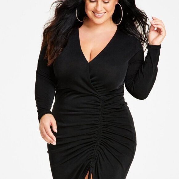 Nina Parker Women’s Ruched Hi-Low Bodycon Dress – Black 3X NWT - Picture 3 of 6